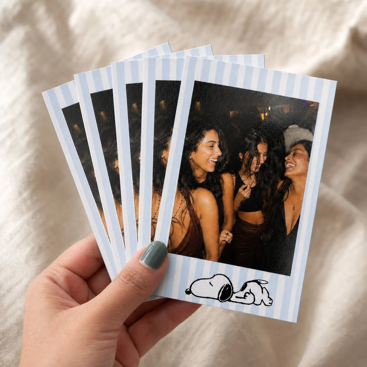 Mini Blue Stripe Sleepy Pup Polaroids