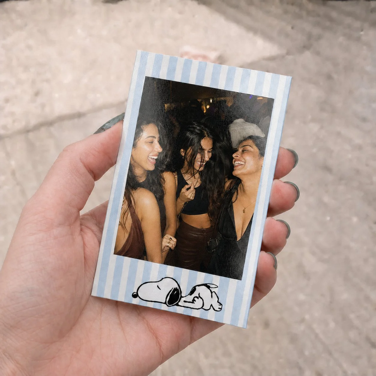 Mini Blue Stripe Sleepy Pup Polaroids