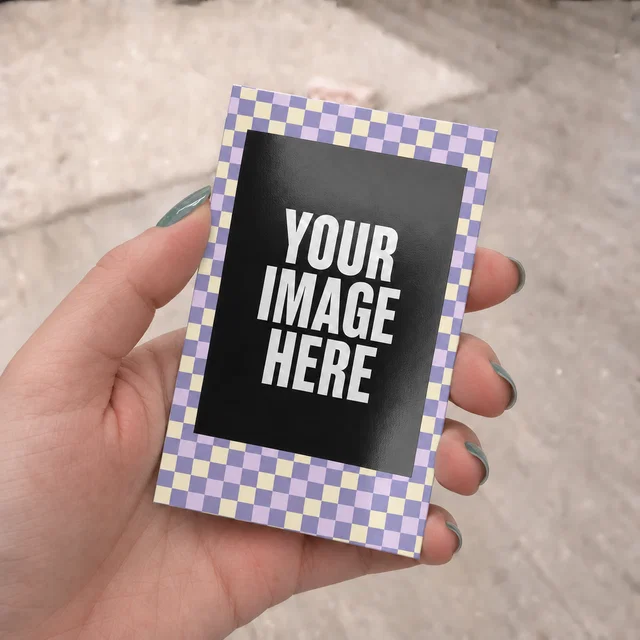 Mini Purple Checker Polaroids