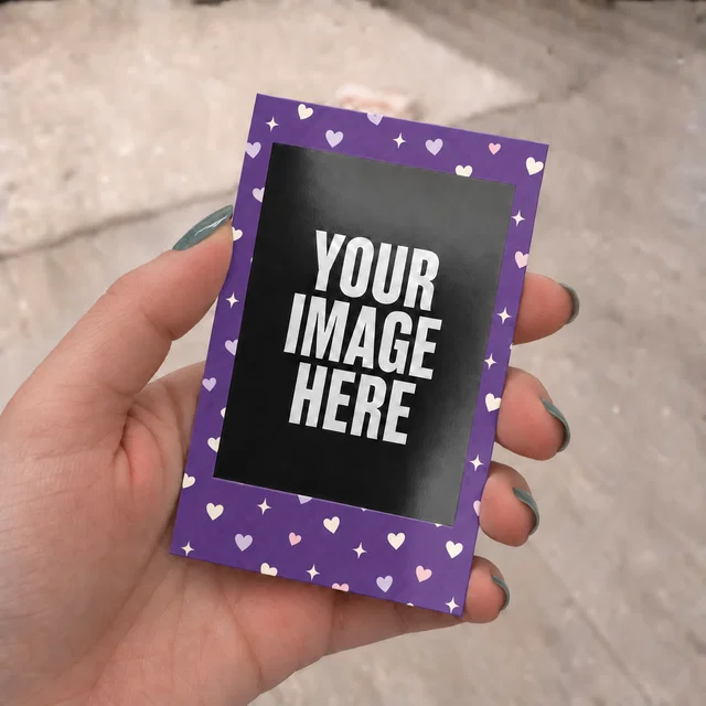 Mini Dark Purple Hearts Polaroids