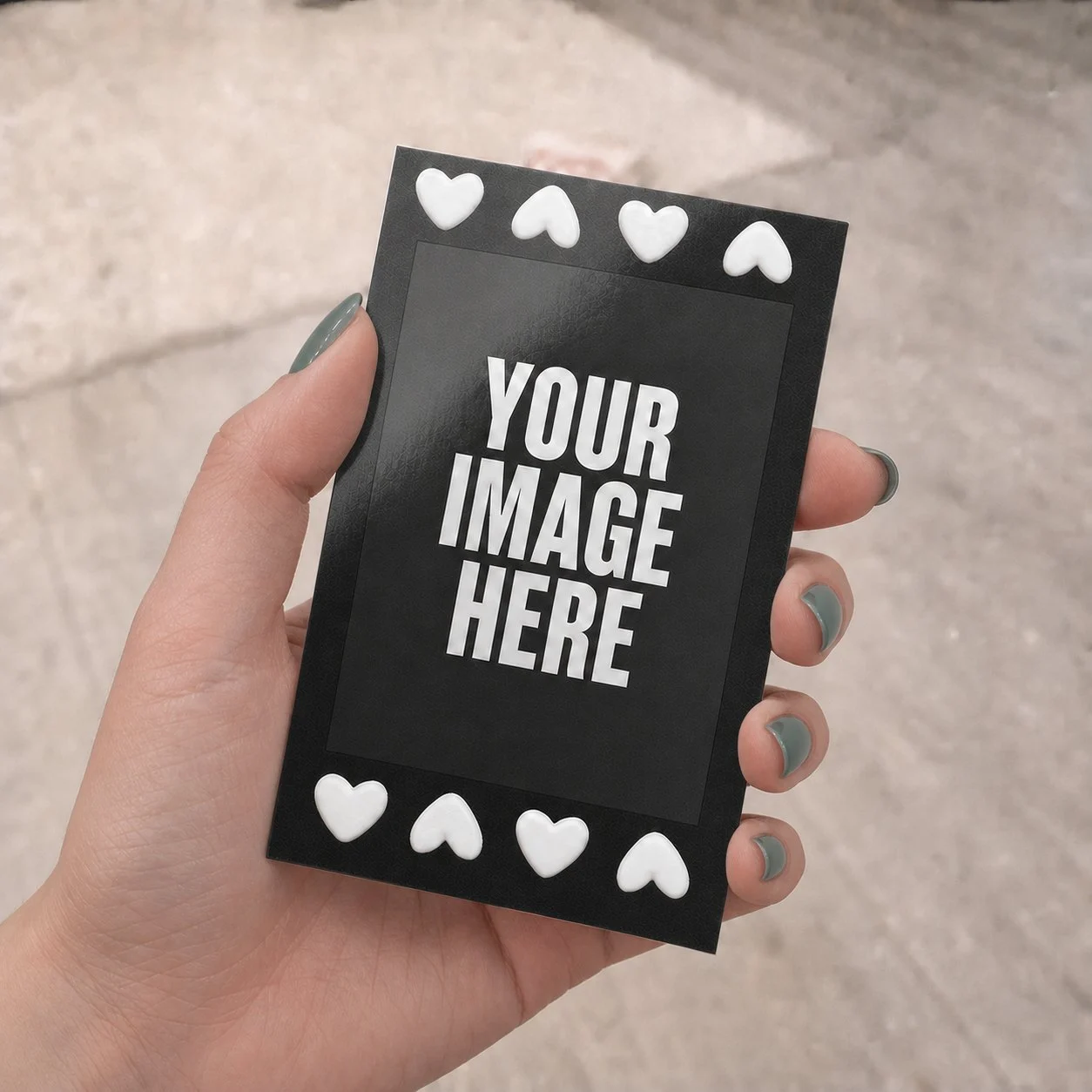 Mini Puffy Heart Black Polaroids