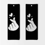 Black Korean Love Sign Black Background Bookmark - Set of 8