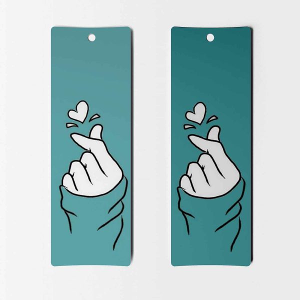 Korean Love Sign on Sky Blue Background Bookmark - Set of 8