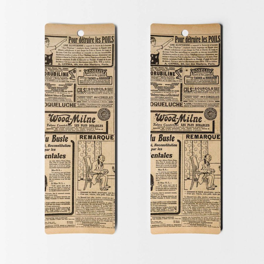 Old newspaper page Bookmark - Set of 8