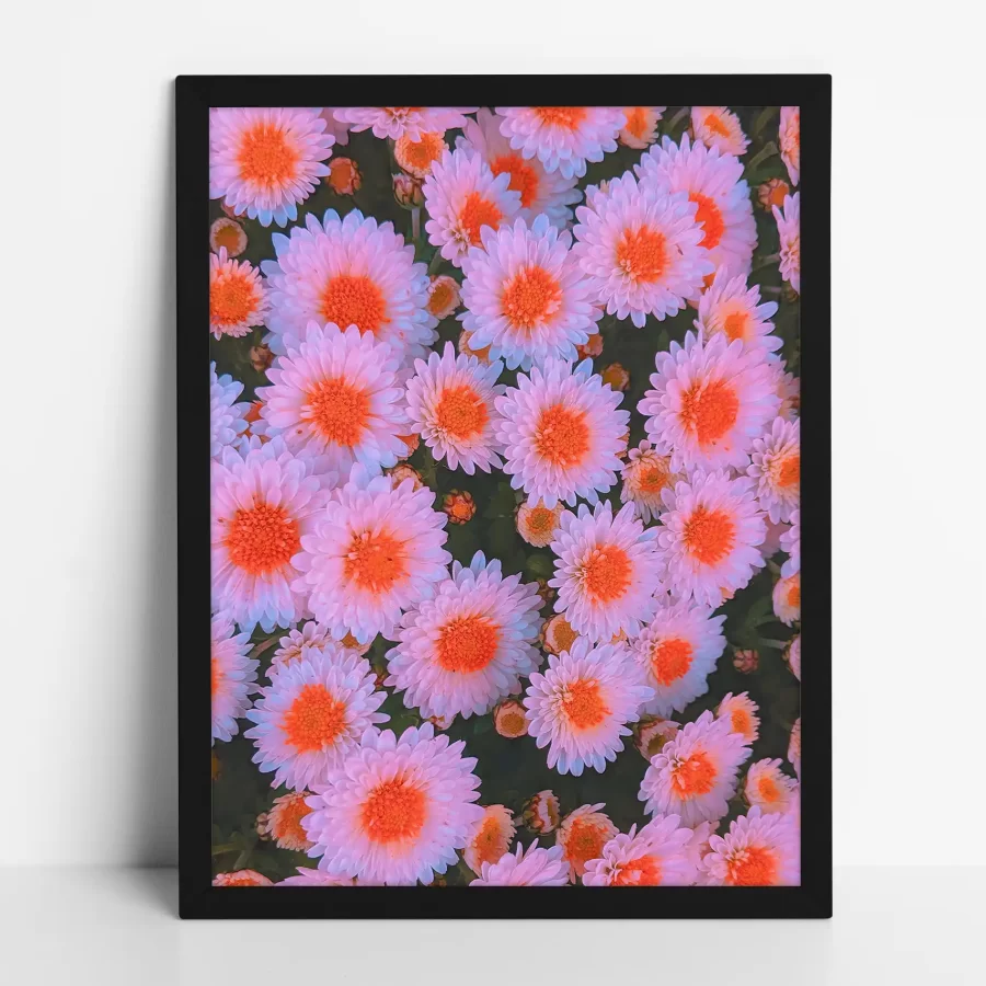 White Flowers Pink Aesthetic Poster