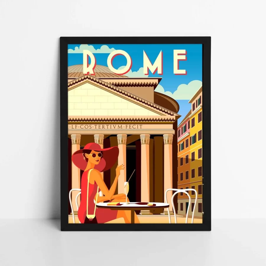 Young woman on the square in front of the Pantheon in Rome Poster