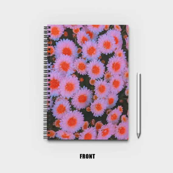 White Flowers Pink Aesthetic Notebook