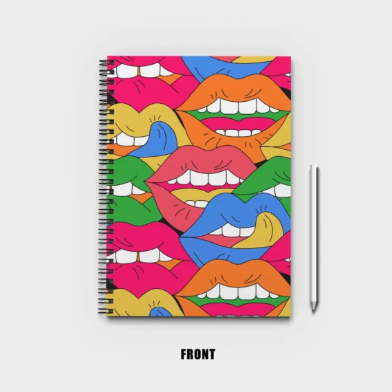 Comic lips background in pop art, psychedelic style Notebook