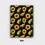 Seamless pattern with sunflowers on black background Notebook