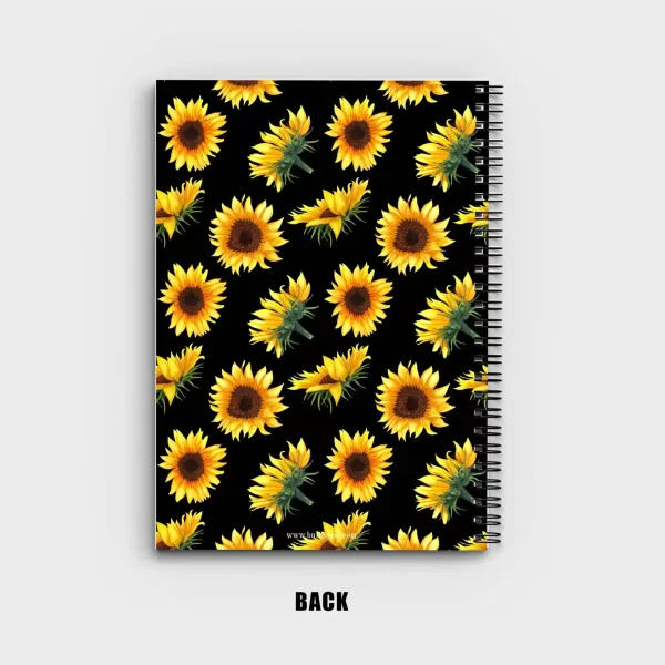 Seamless pattern with sunflowers on black background Notebook