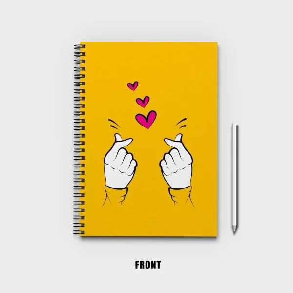 Yellow Korean Love Sign Notebook