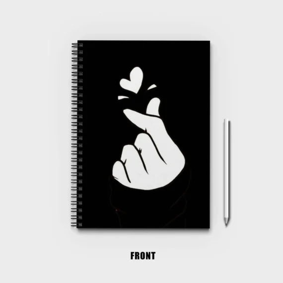 Korean Love Sign Black Background Notebook