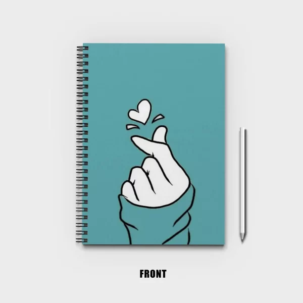 Korean Love Sign on Sky Blue Background Notebook