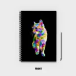 Colorful cat sit looking to side Notebook