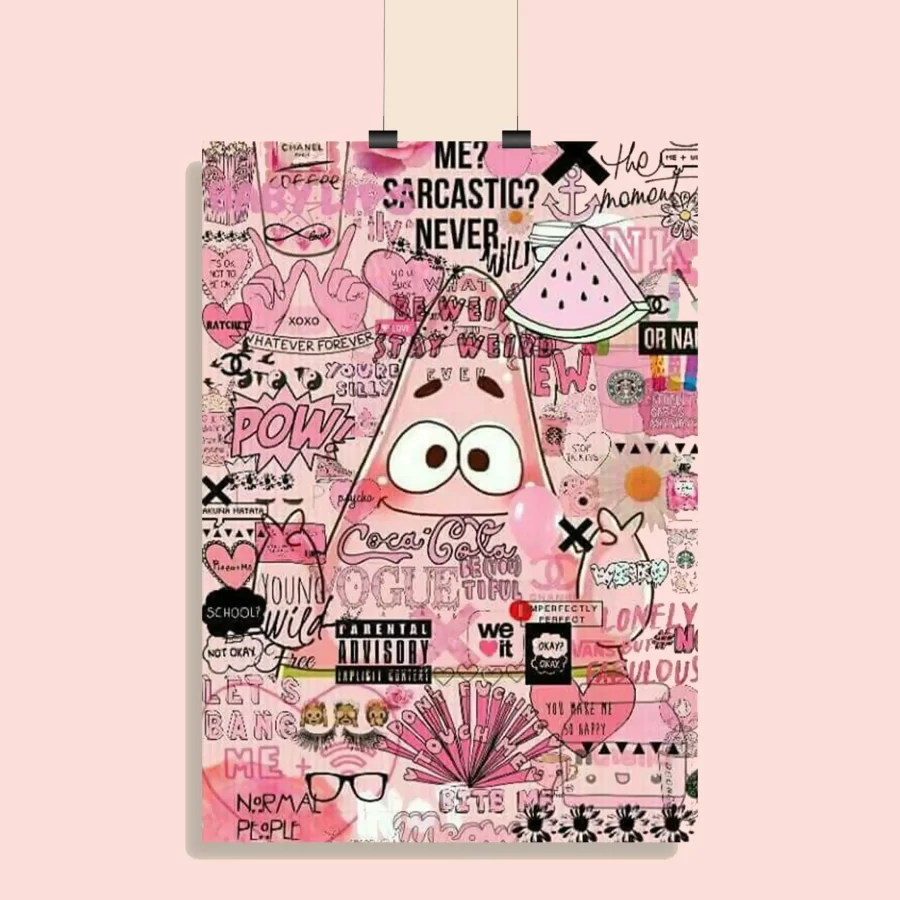 Pink Cartoon Aesthetic Moodboard Poster