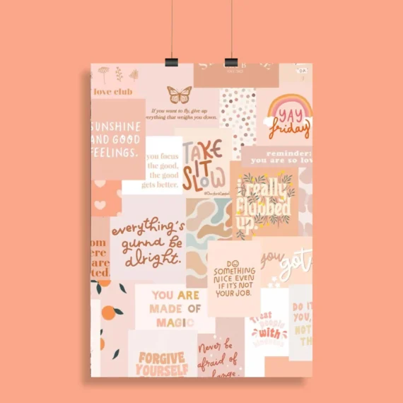 Self Care Peach Aesthetic Moodboard Poster