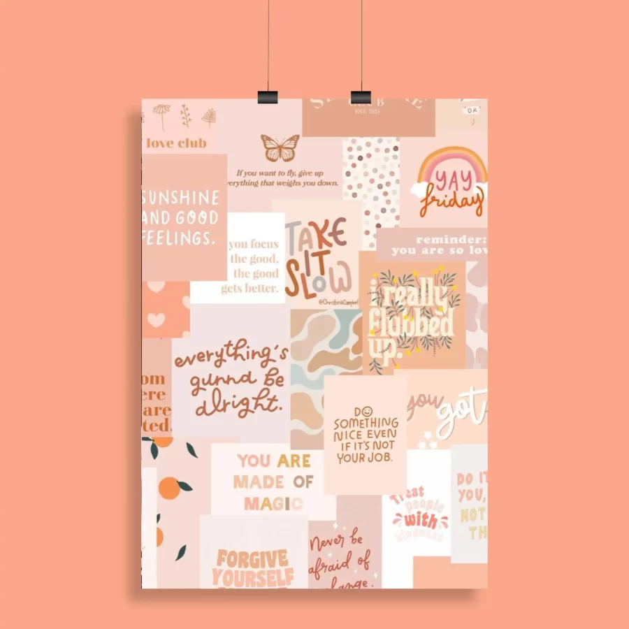 Self Care Peach Aesthetic Moodboard Poster
