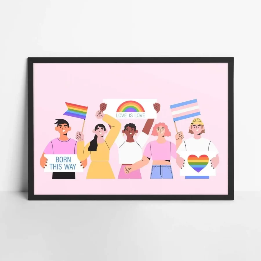 Diverse People Holding Pride Signs Poster