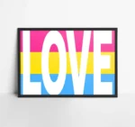 Pansexual Flag with Love Text Poster