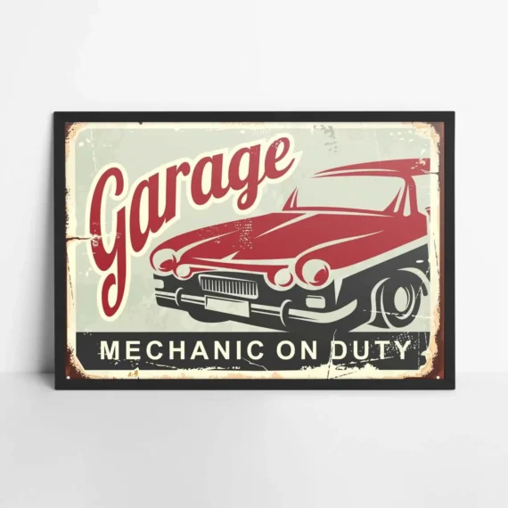 Vintage Garage Mechanic on Duty Poster