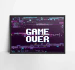 Game over fantastic computer background with glitch noise retro effect screen Poster