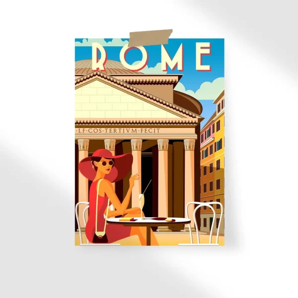 Young woman on the square in front of the Pantheon in Rome Poster