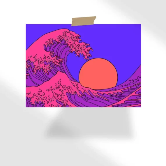 Vaporwave Scenic Drawing Poster