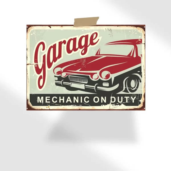 Vintage Garage Mechanic on Duty Poster