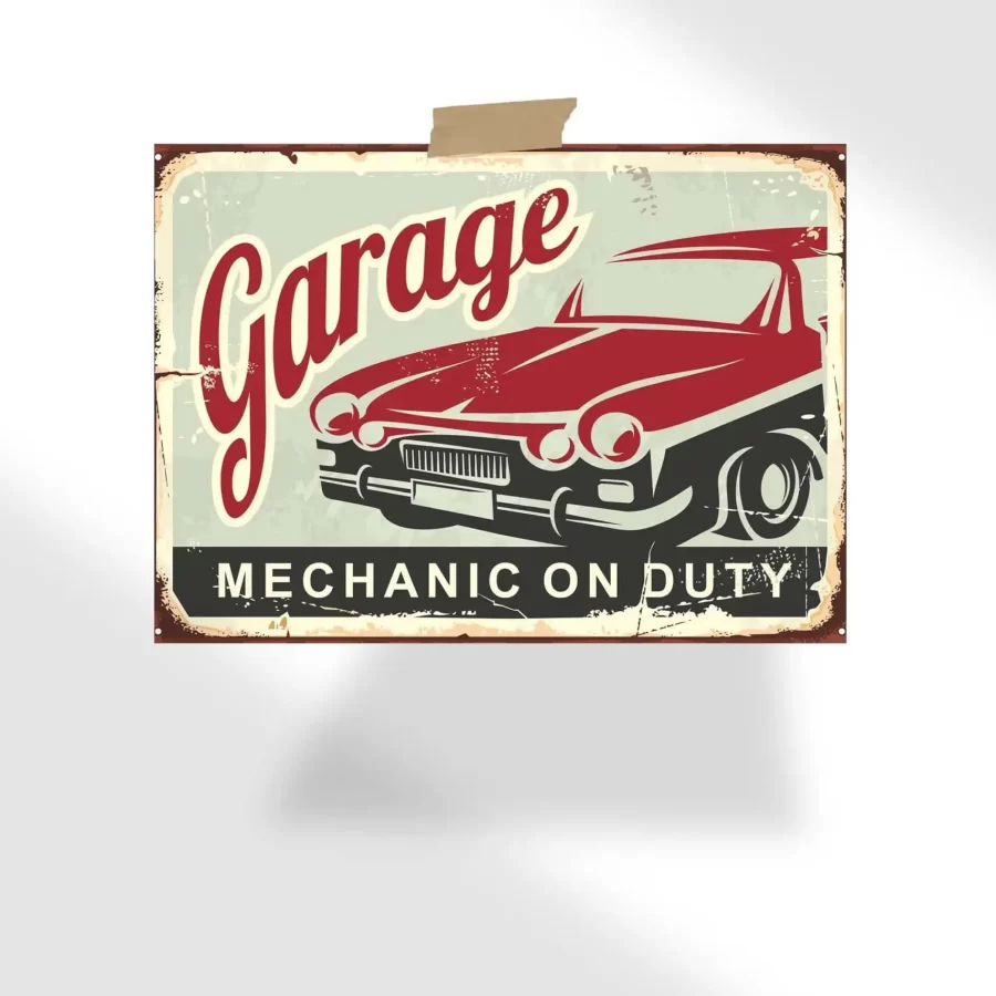 Vintage Garage Mechanic on Duty Poster