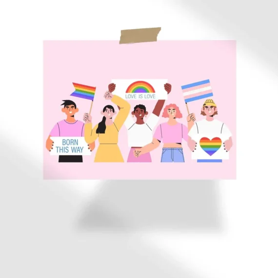 Diverse People Holding Pride Signs Poster