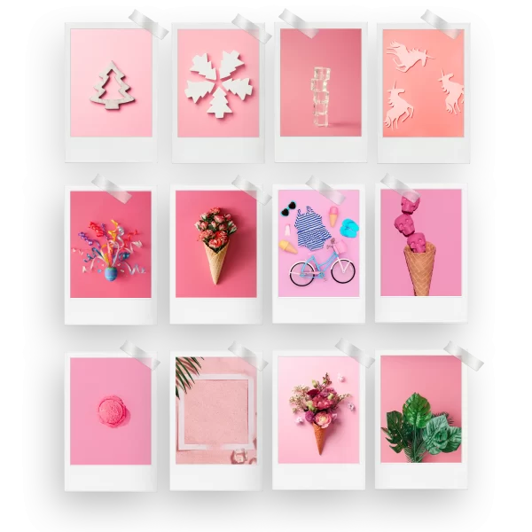 Pink Abstract Polaroids Set of 12