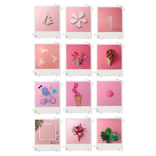 Pink Abstract Polaroids Set of 12