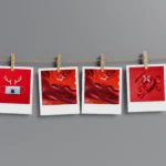 Red Abstract Polaroids Set of 12