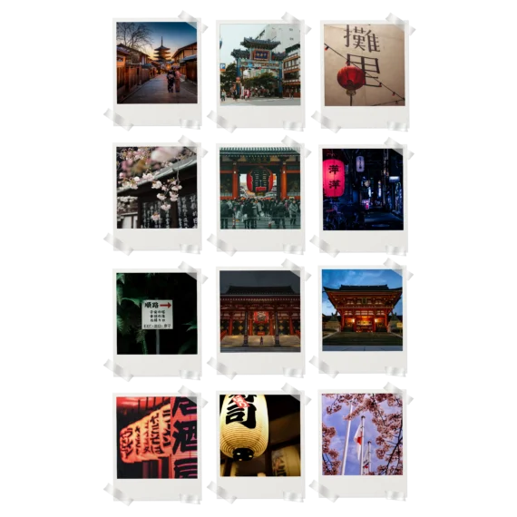 Japanese Aesthetic Polaroids Set of 12