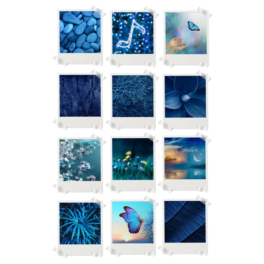Blue Aesthetic Polaroids Pack of 12