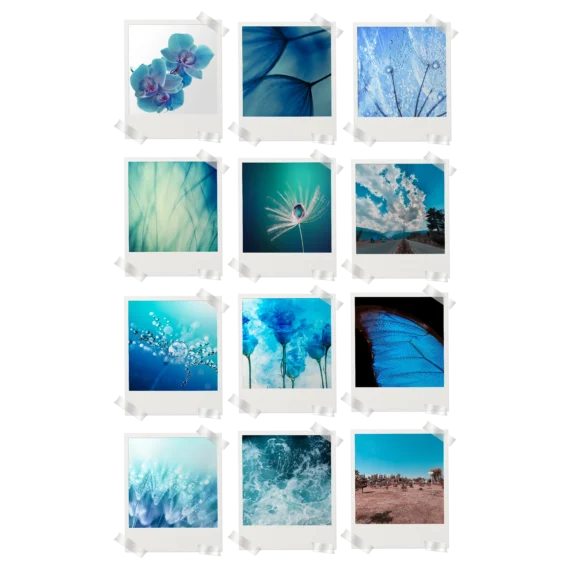 Cyan Aesthetic Polaroids Pack of 12