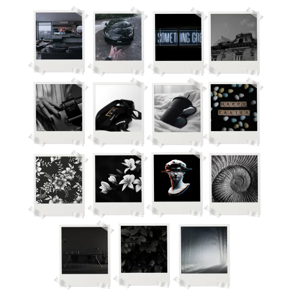 Black Aesthetic Polaroids Set of 15