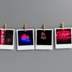 Neon Aesthetic Polaroids Set of 15