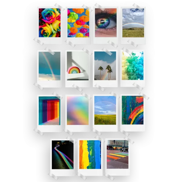 Rainbow Aesthetic Polaroids Set of 15