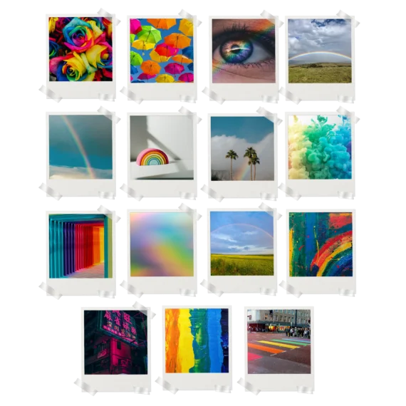 Rainbow Aesthetic Polaroids Set of 15