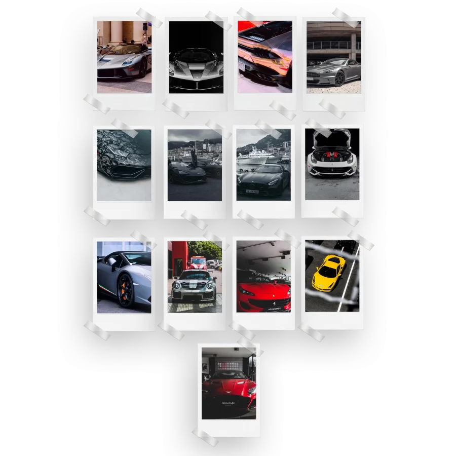 Supercars Polaroids Set of 13