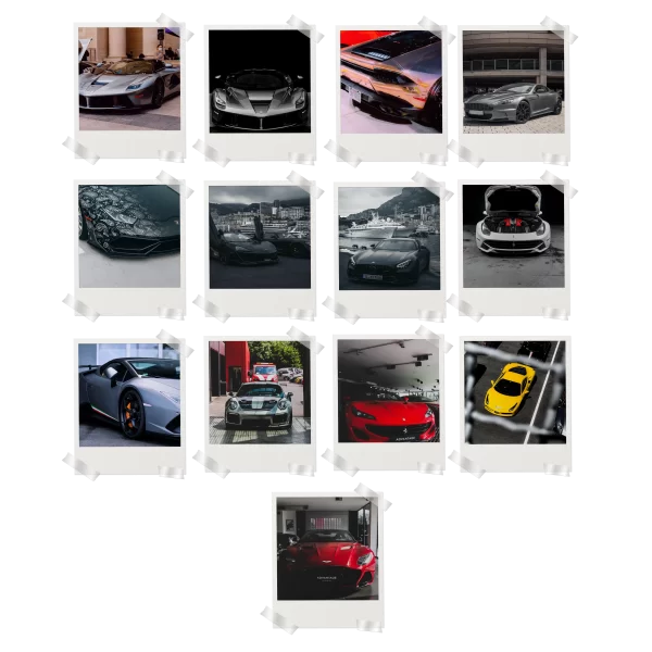 Supercars Polaroids Set of 13