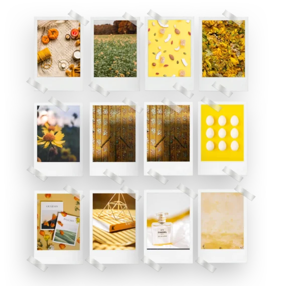 Yellow Aesthetic Polaroids Set of 12