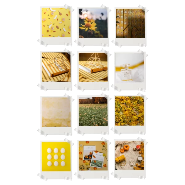 Yellow Aesthetic Polaroids Set of 12