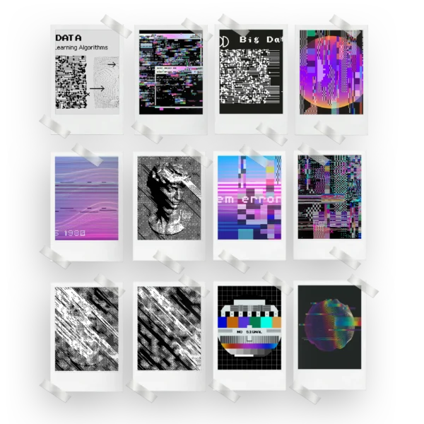 Glitch Aesthetic Polaroids Set of 12