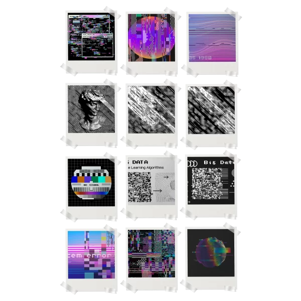 Glitch Aesthetic Polaroids Set of 12