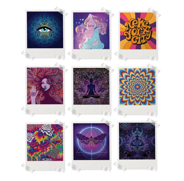 Psychedelic Aesthetic Polaroids Set of 9