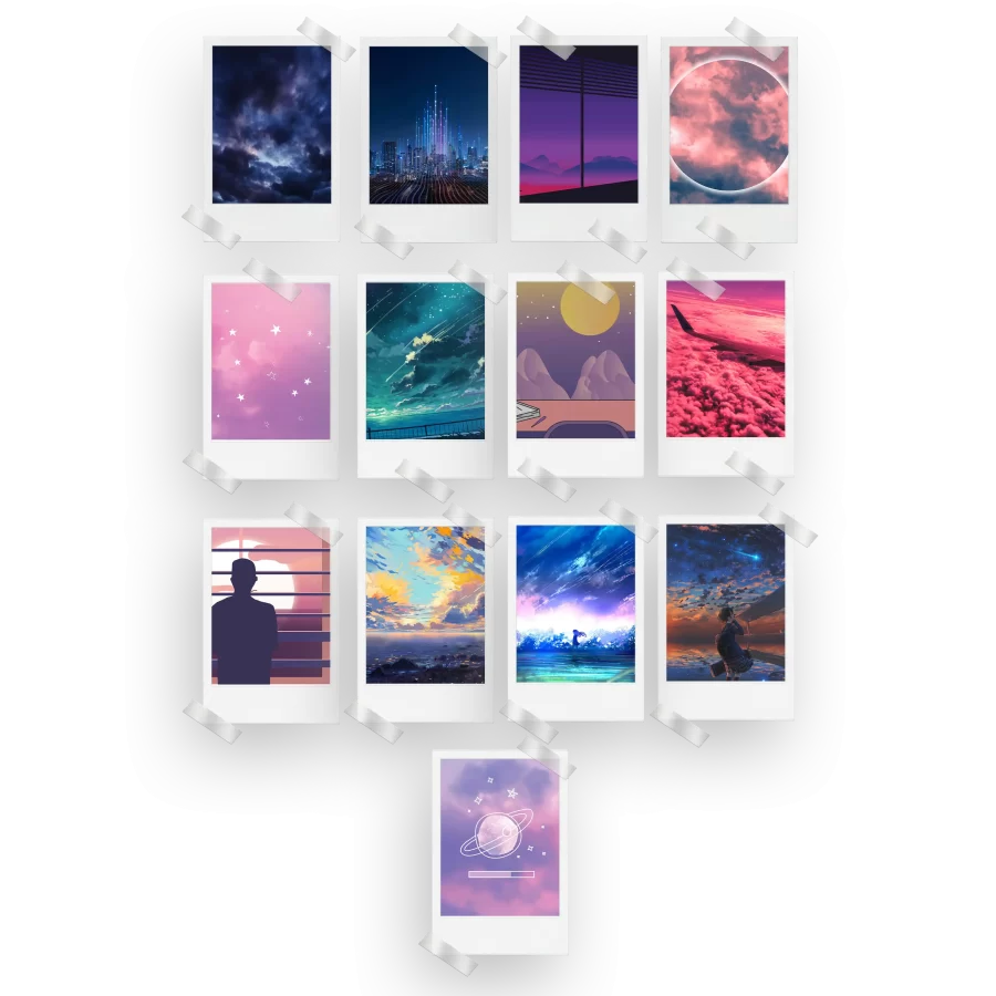 Sky Aesthetic Polaroids Set of 13