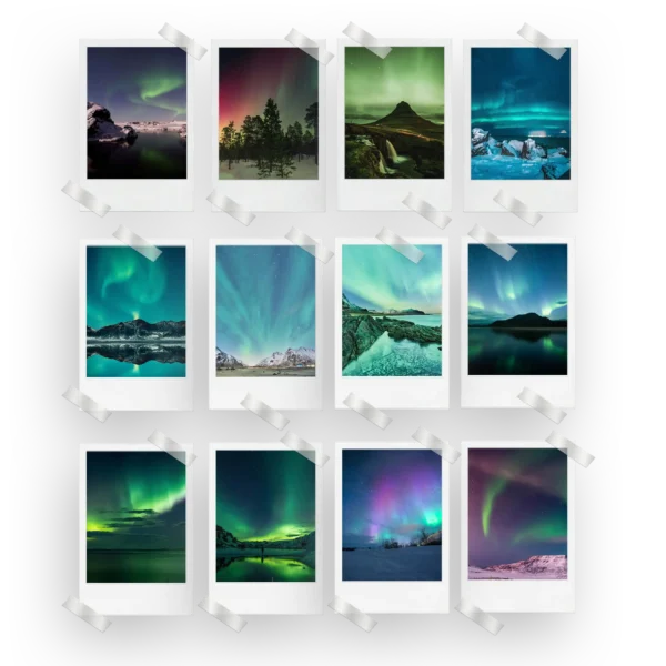 Northern Lights Polaroids Set of 12