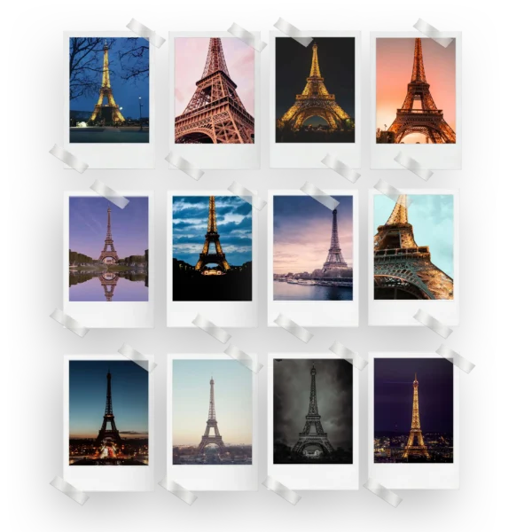 Eiffel Tower Prints Set of 12